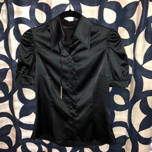 Black short sleeve collared shirt -Made in Italy